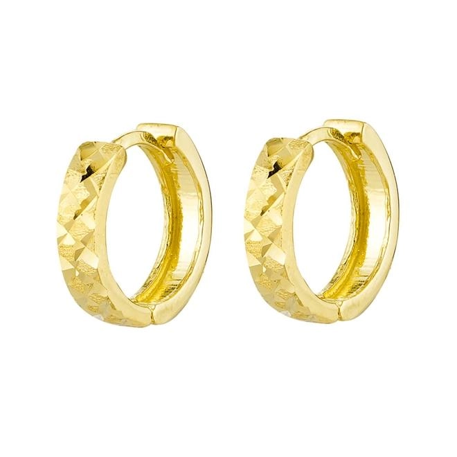 Brinco Argola Redonda Trabalhada Fosca 0.80 gramas Ouro 18k