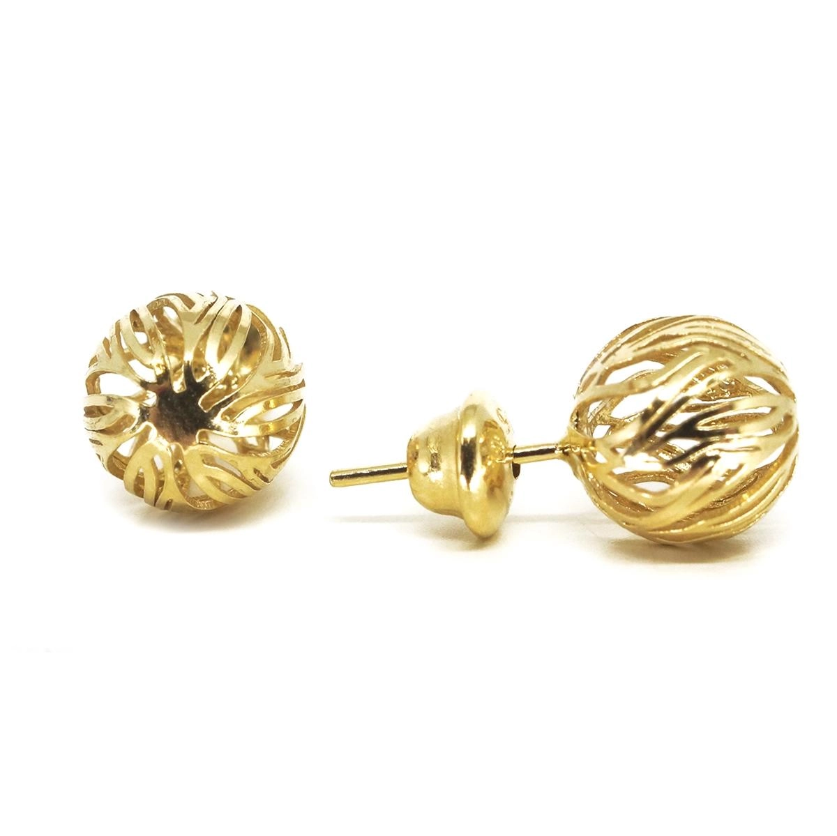 Brinco Bola Vazada 0.90 gramas Ouro 18k