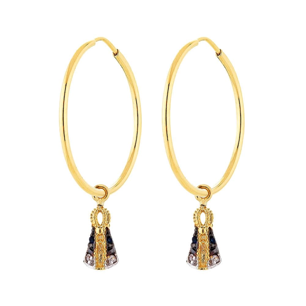 Brinco Ouro 18k Argola C Nossa Senhora 1.00 Gramas frente