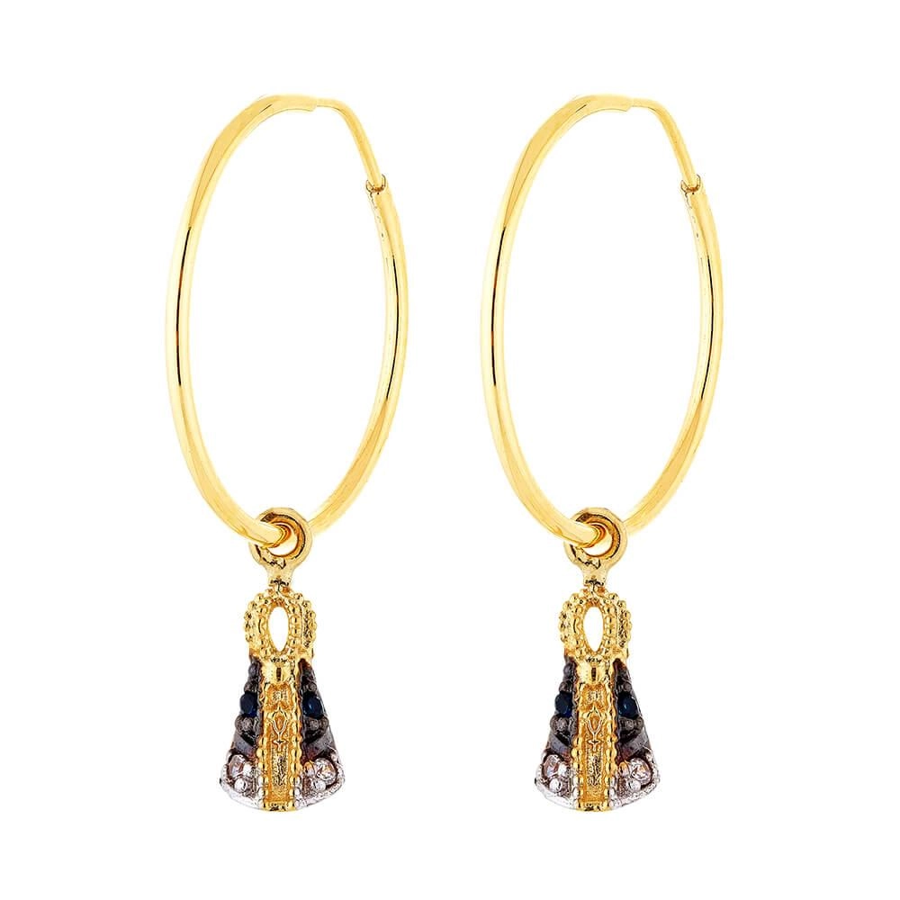 Brinco Ouro 18k Argola C Nossa Senhora 1.15 Gramas frente