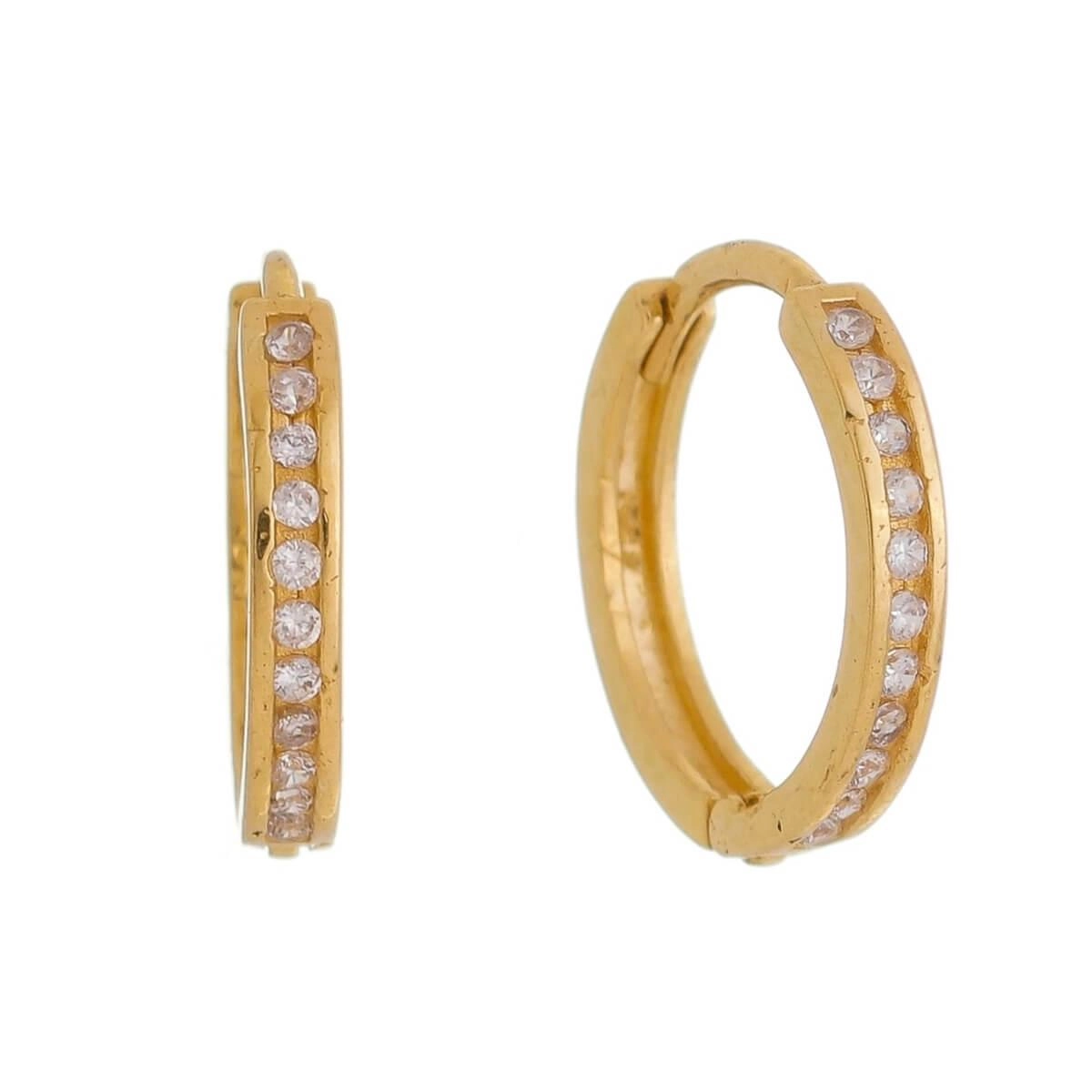 Brinco Ouro 18k Argola C/Zircônia 12.00mm Frente