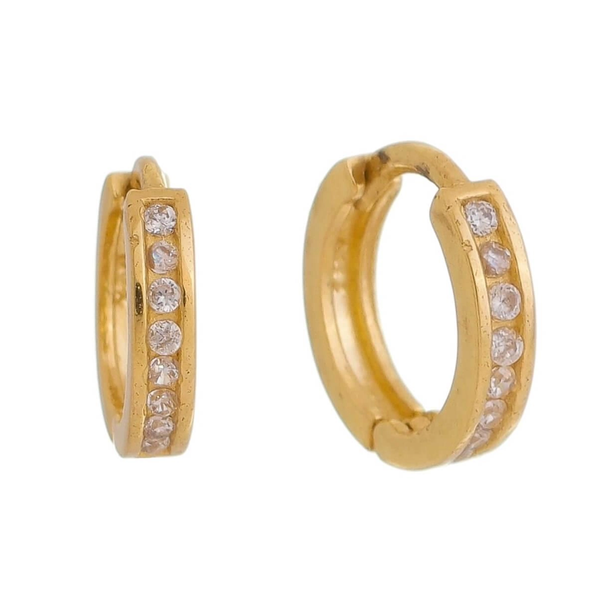 Brinco Ouro 18k Argola C/Zircônia 9.00mm Frente