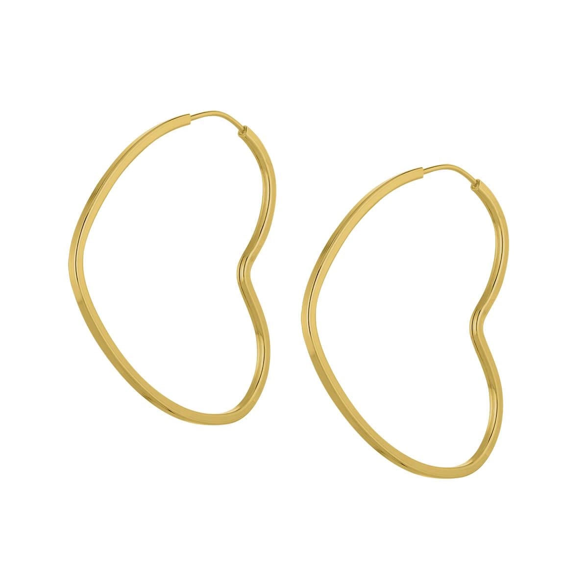Brinco Ouro 18k Argola Coraçao 1.45 Gramas frente