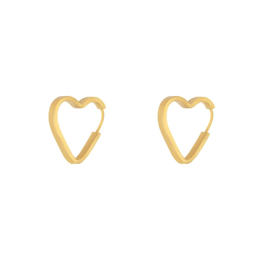 Brinco Ouro 18k Argola Coração 1.05 Gramas LATERAL