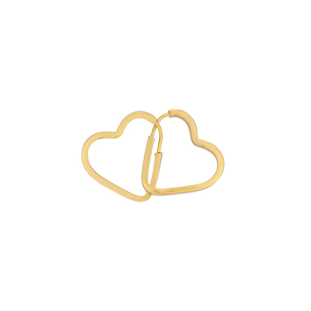 Brinco Ouro 18k Argola Coração 1.05 Gramas FRENTE