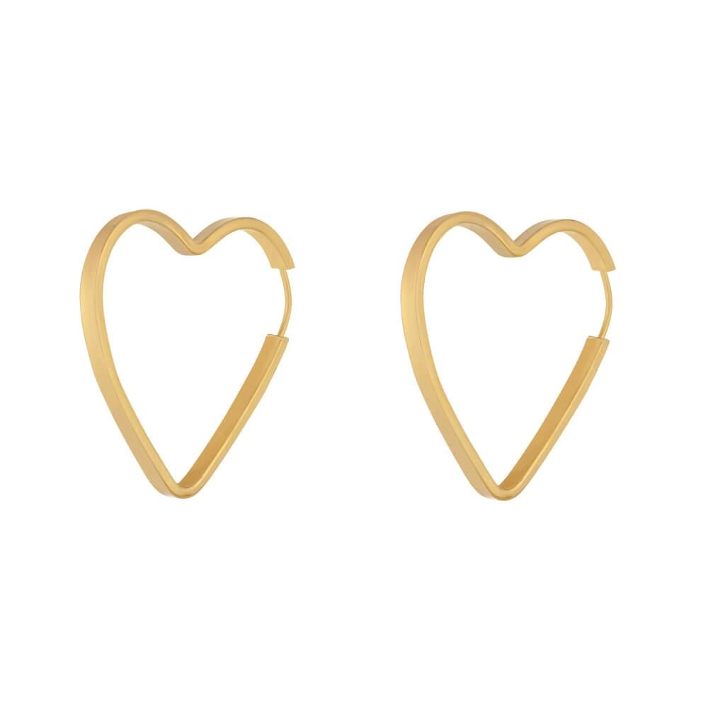 Brinco Ouro 18k Argola Coração 1.90 Gramas LATERAL