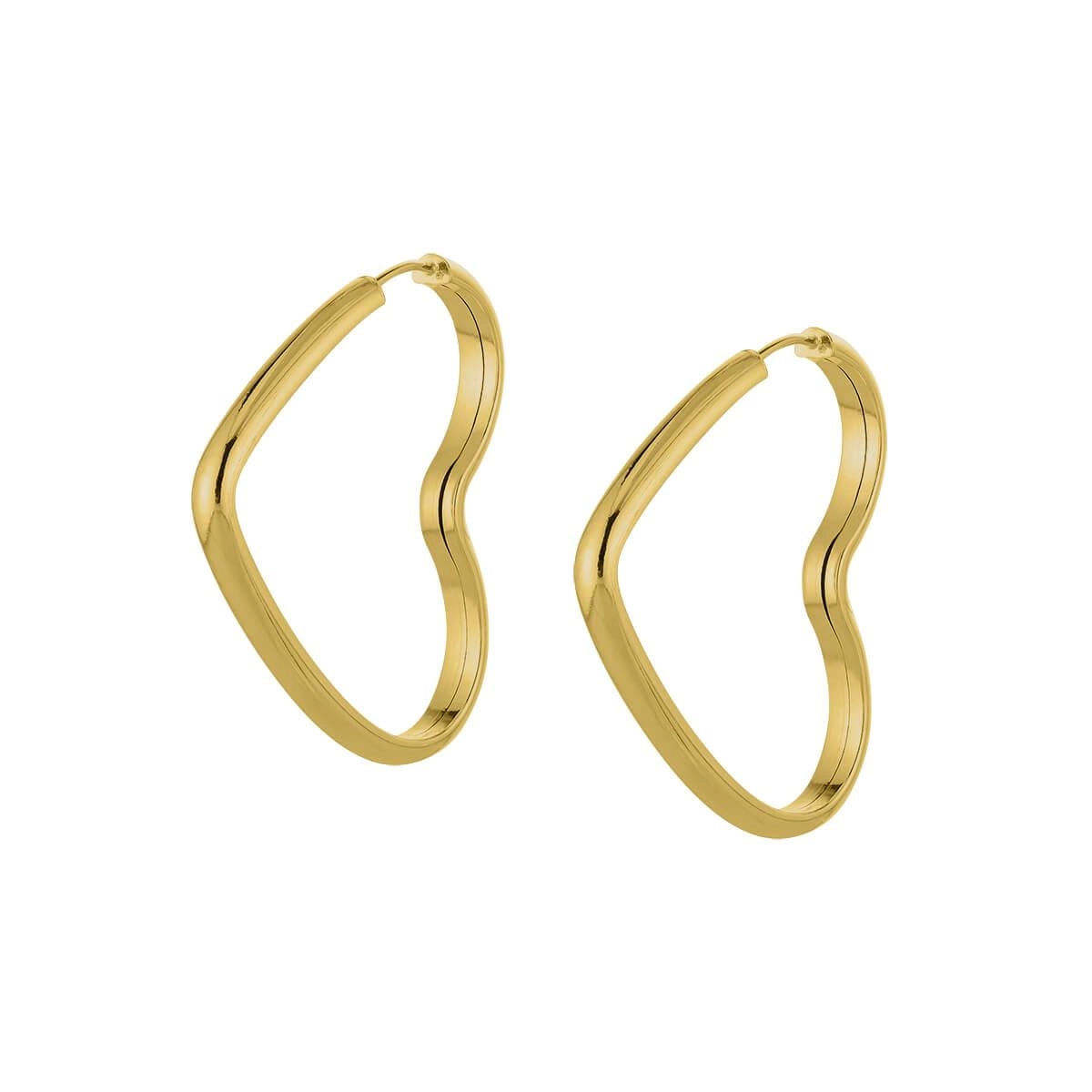 Brinco Ouro 18k Argola Coração 2.10 Gramas frente