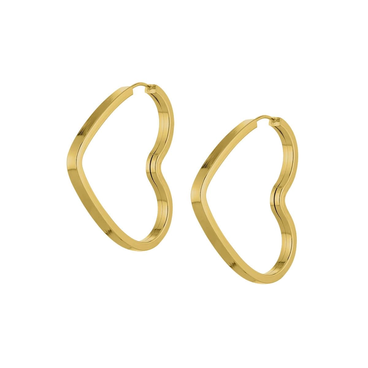 Brinco Ouro 18k Argola Coração 2.15 Gramas frente