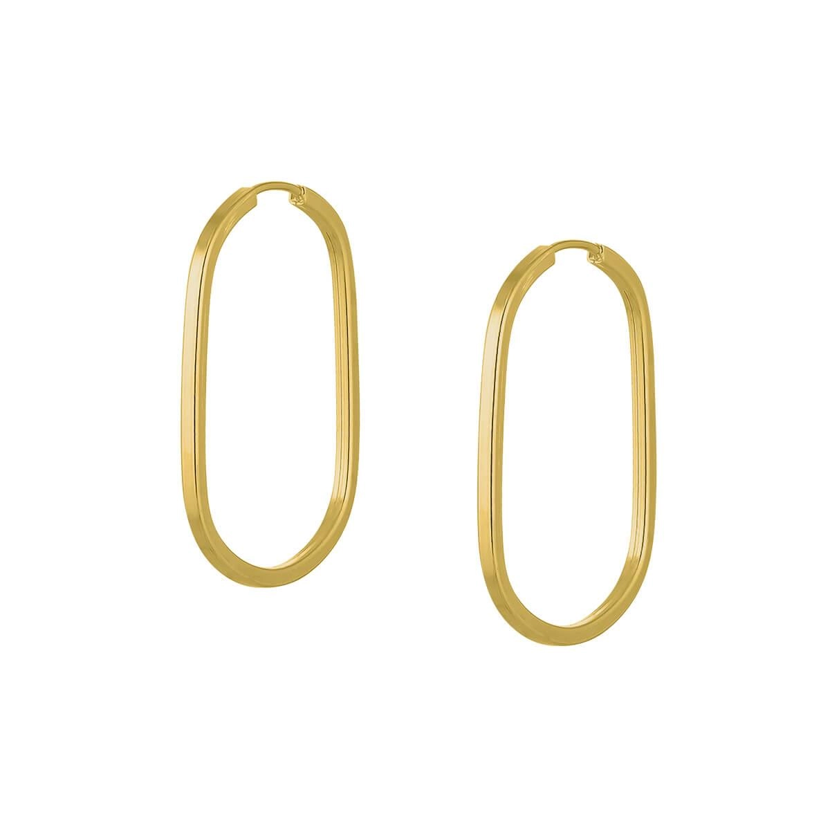 Brinco Ouro 18k Argola Oval 1.05 Gramas frente