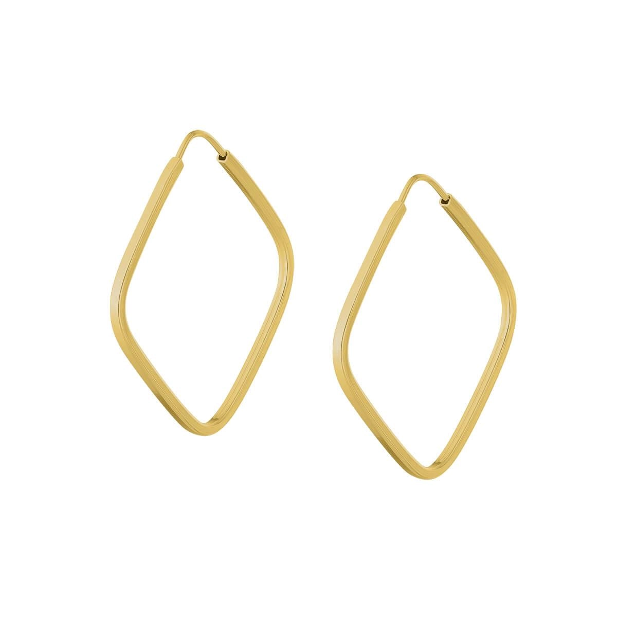 Brinco Ouro 18k Argola Quadrada 1.20 Gramas frente