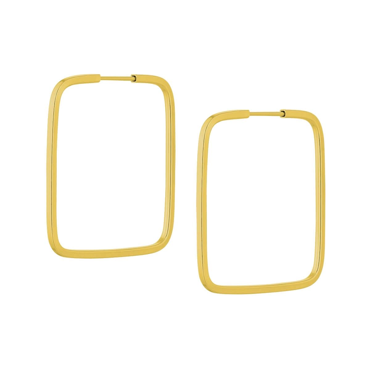 Brinco Ouro 18k Argola Quadrada 1.35 Gramas frente