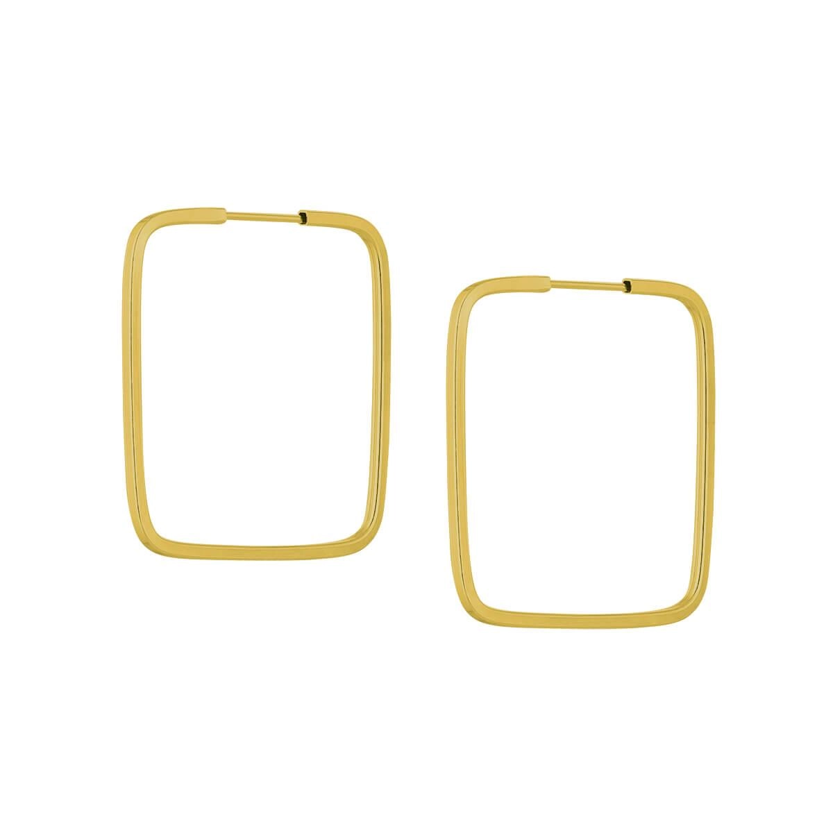 Brinco Ouro 18k Argola Quadrada 1.40 Gramas frente