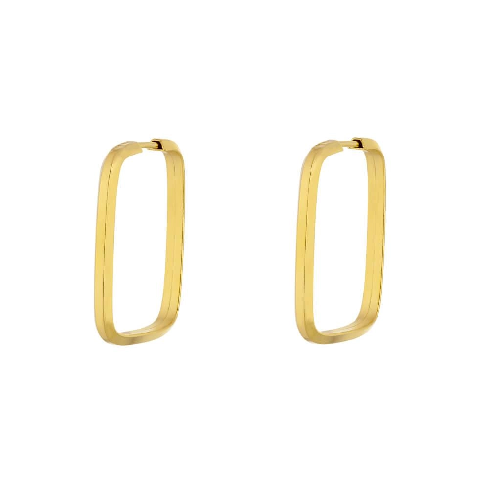 Brinco Ouro 18k Argola Quadrada 1.55 Gramas LATERAL
