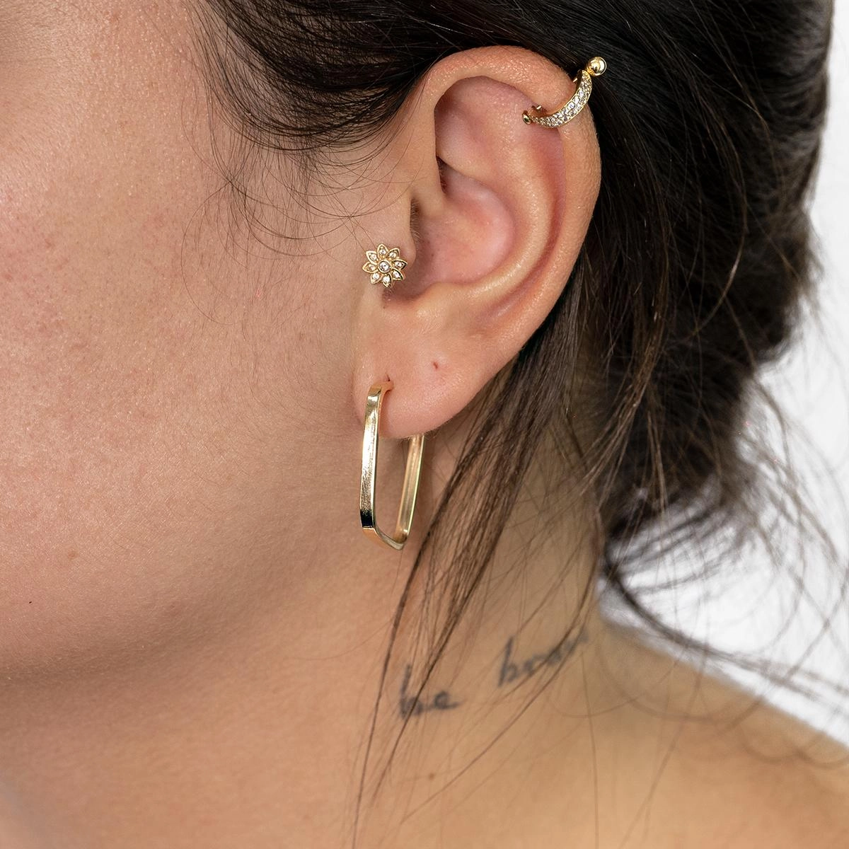 Brinco Ouro 18k Argola Quadrada 2.10cm