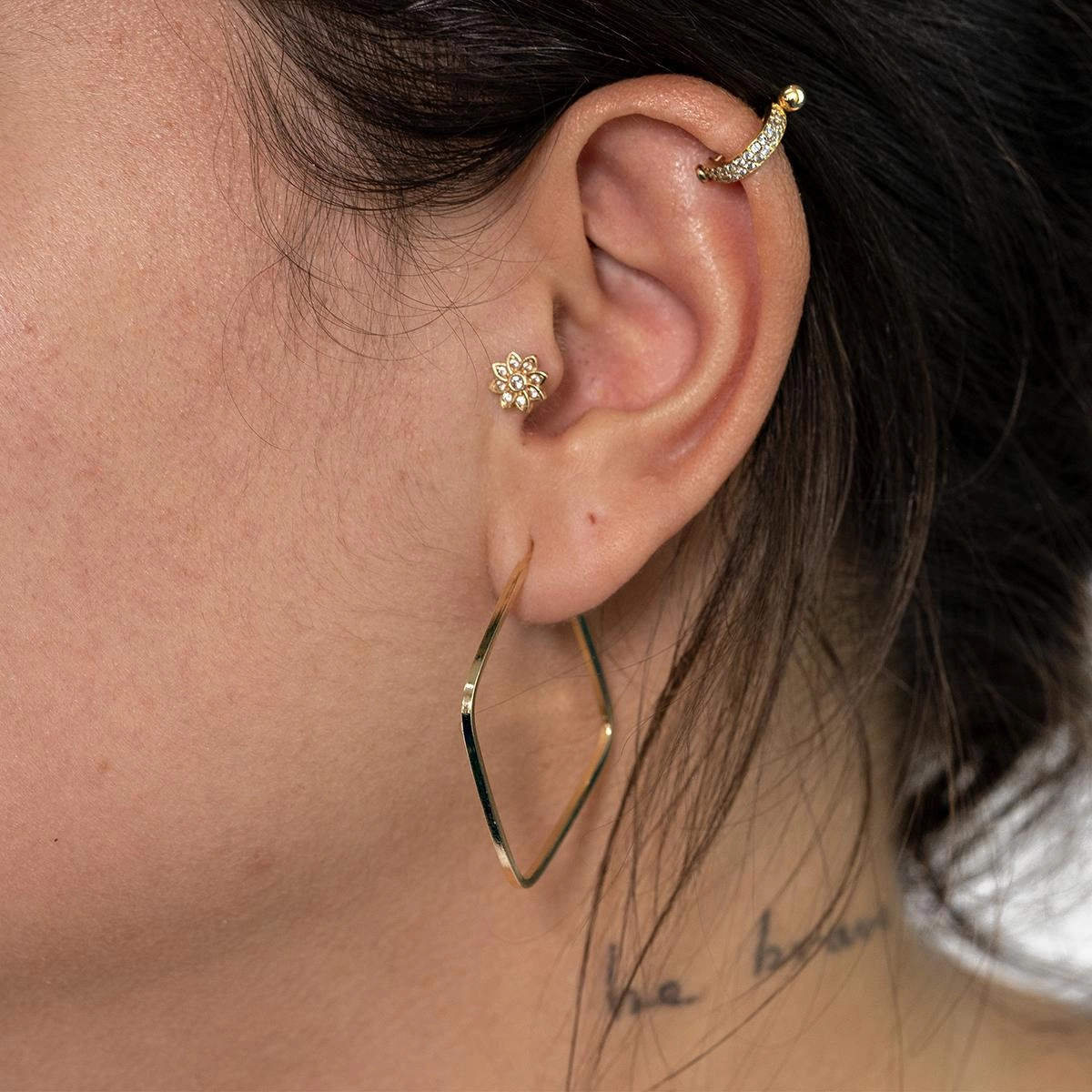 Brinco Ouro 18k Argola Quadrada 3.10cm