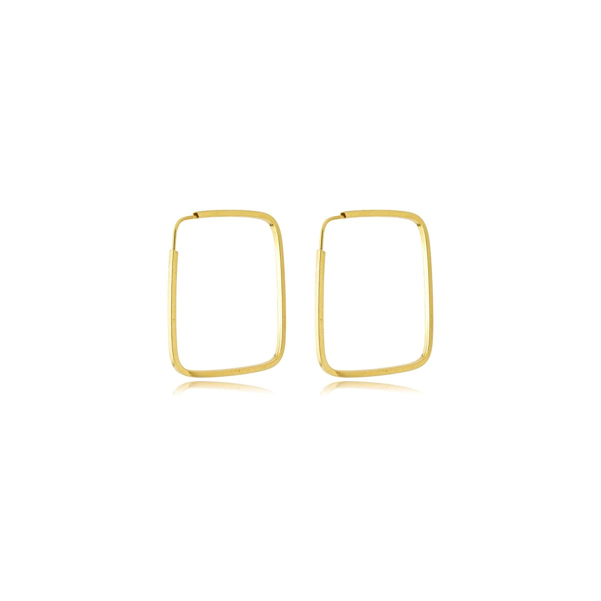 Brinco Ouro 18k Argola Quadrada 3.10cm