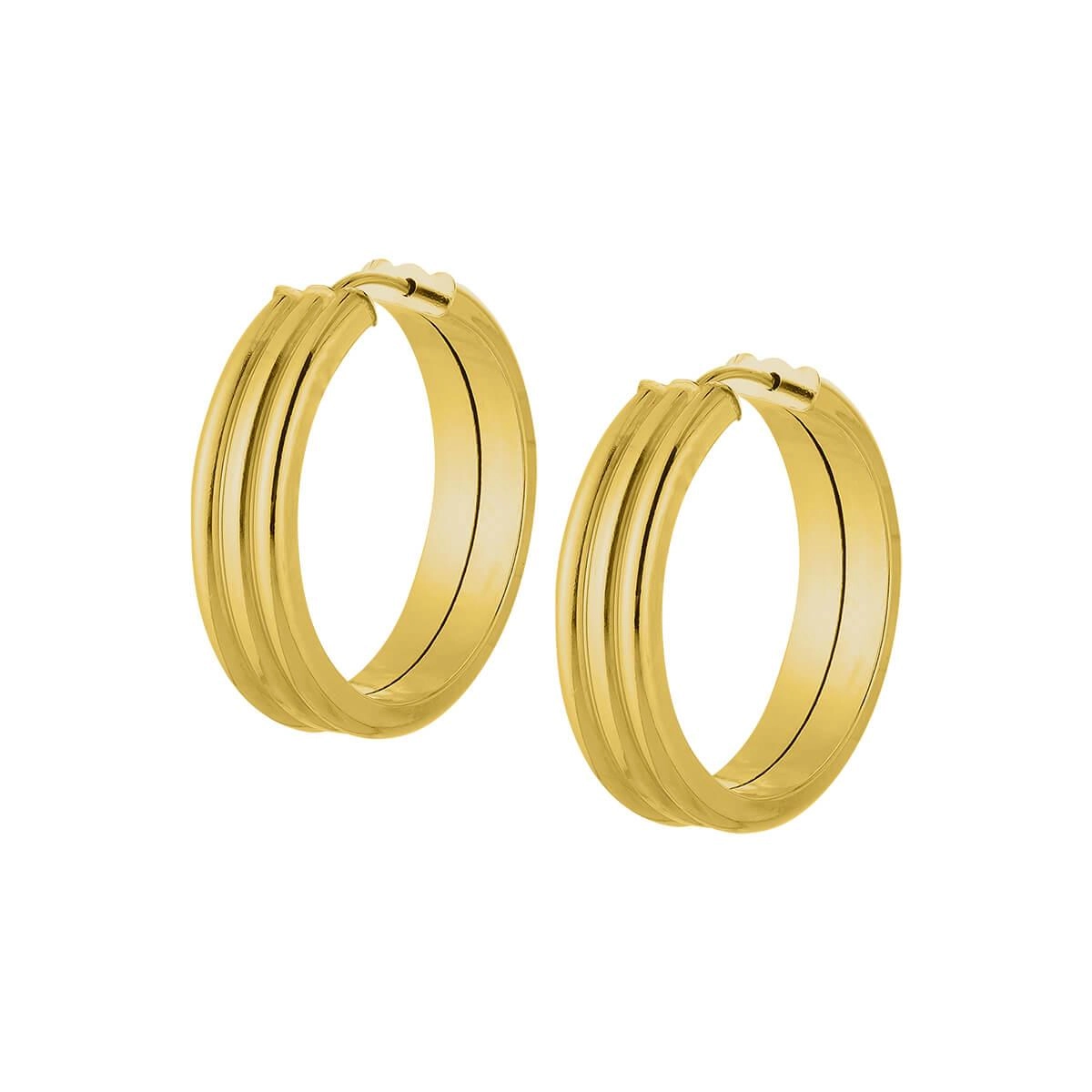 Brinco Ouro 18k Argola Redonda Tripla 2.55 Gramas detalhe