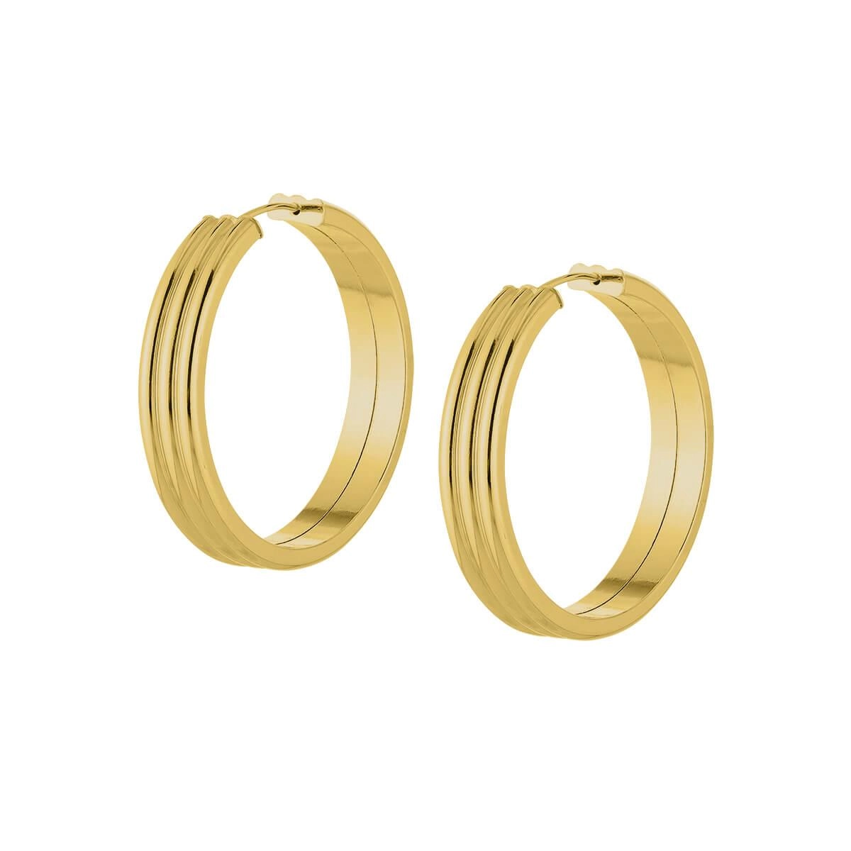 Brinco Ouro 18k Argola Redonda Tripla 3.65 Gramas frente