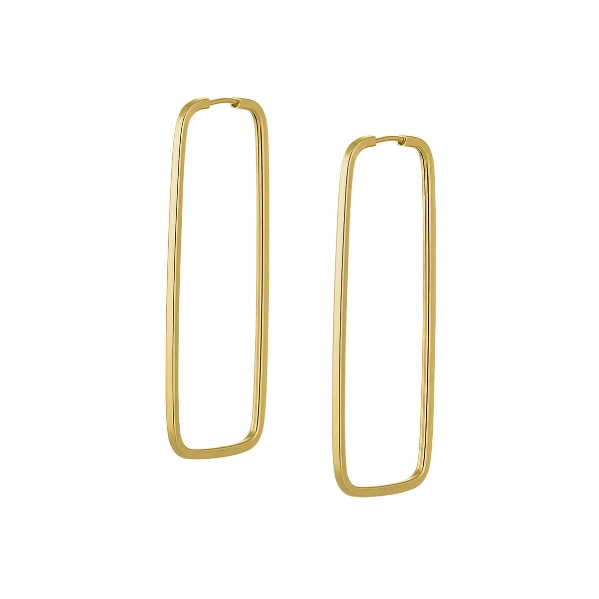 Brinco Ouro 18k Argola Retangular 1.40 Gramas frente