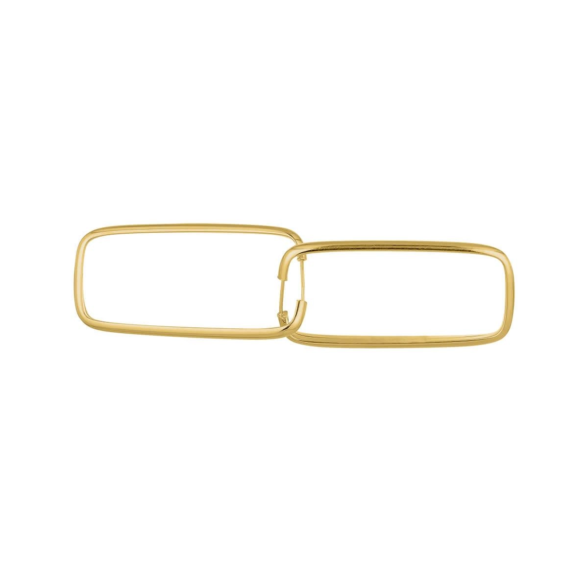 Brinco Ouro 18k Argola Retangular 2.60 Gramas detalhe
