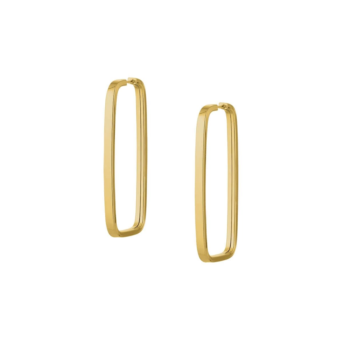 Brinco Ouro 18k Argola Retangular 2.60 Gramas frente