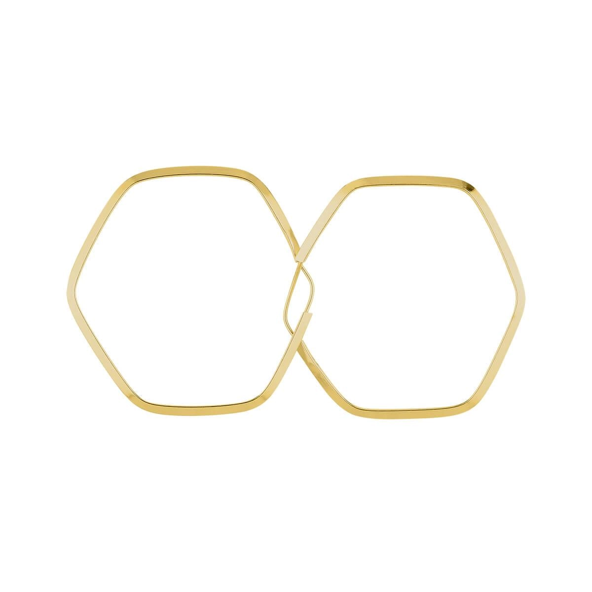 Brinco Ouro 18k Argola Sextava 1.35 Gramas detalhe