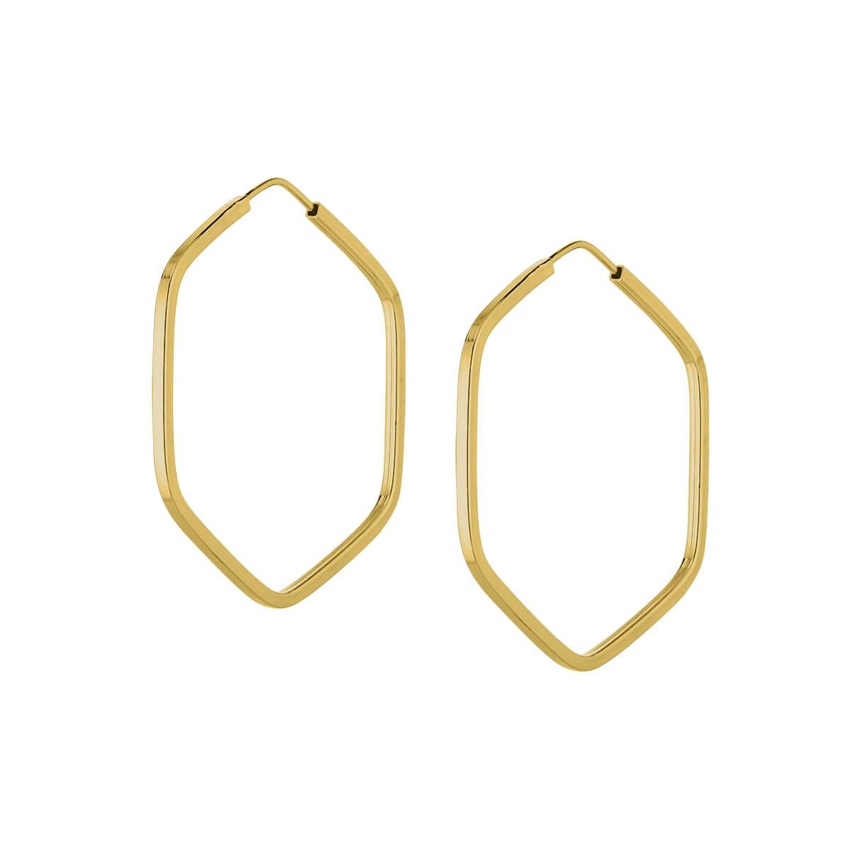 Brinco Ouro 18k Argola Sextava 1.35 Gramas frente