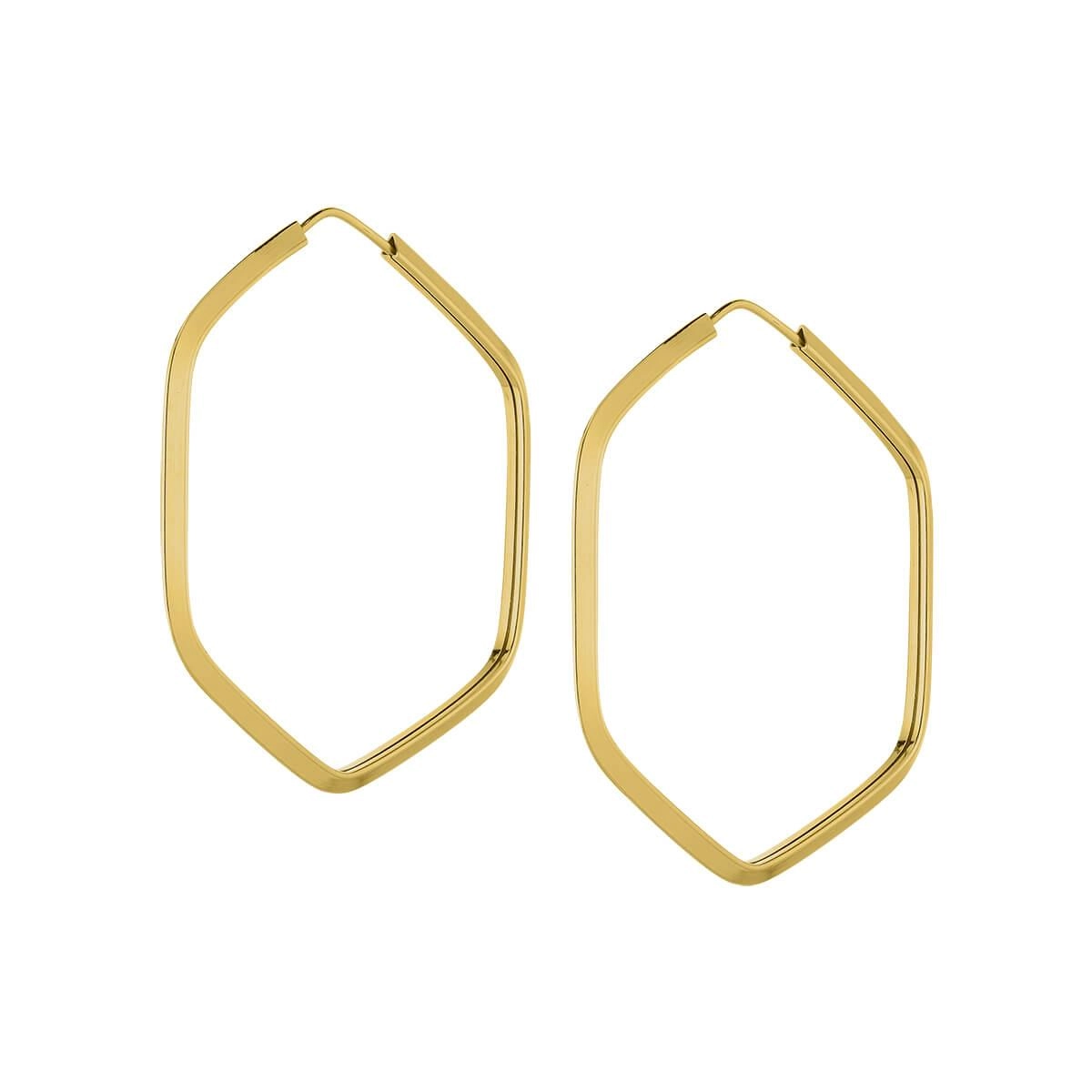 Brinco Ouro 18k Argola Sextavada 1.55 Gramas frente