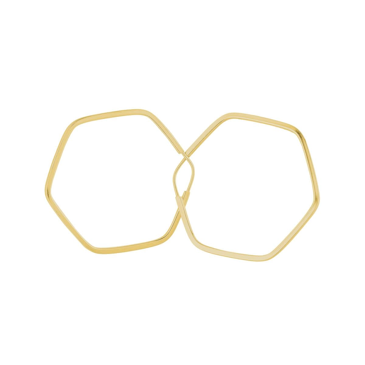 Brinco Ouro 18k Argola Sextavada 1.55 Gramas detalhe