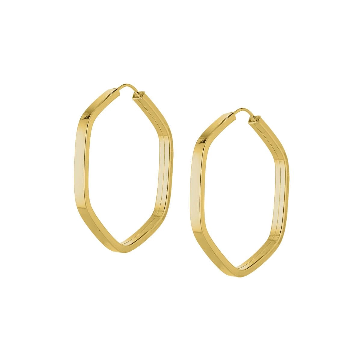 Brinco Ouro 18k Argola Sextavada 2.40 Gramas frente