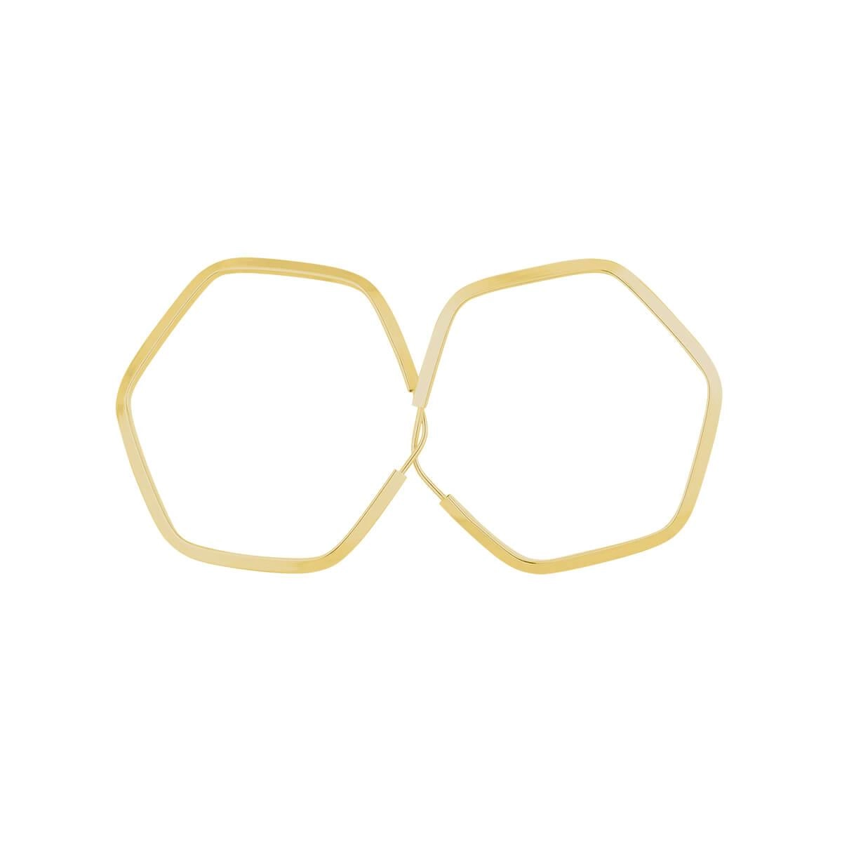 Brinco Ouro 18k Argola Sextavada 2.40 Gramas detalhe
