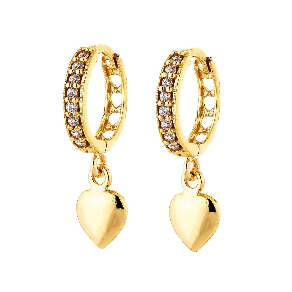 Brinco Ouro 18k Argola Trava Coração 1.25 Gramas detalhe