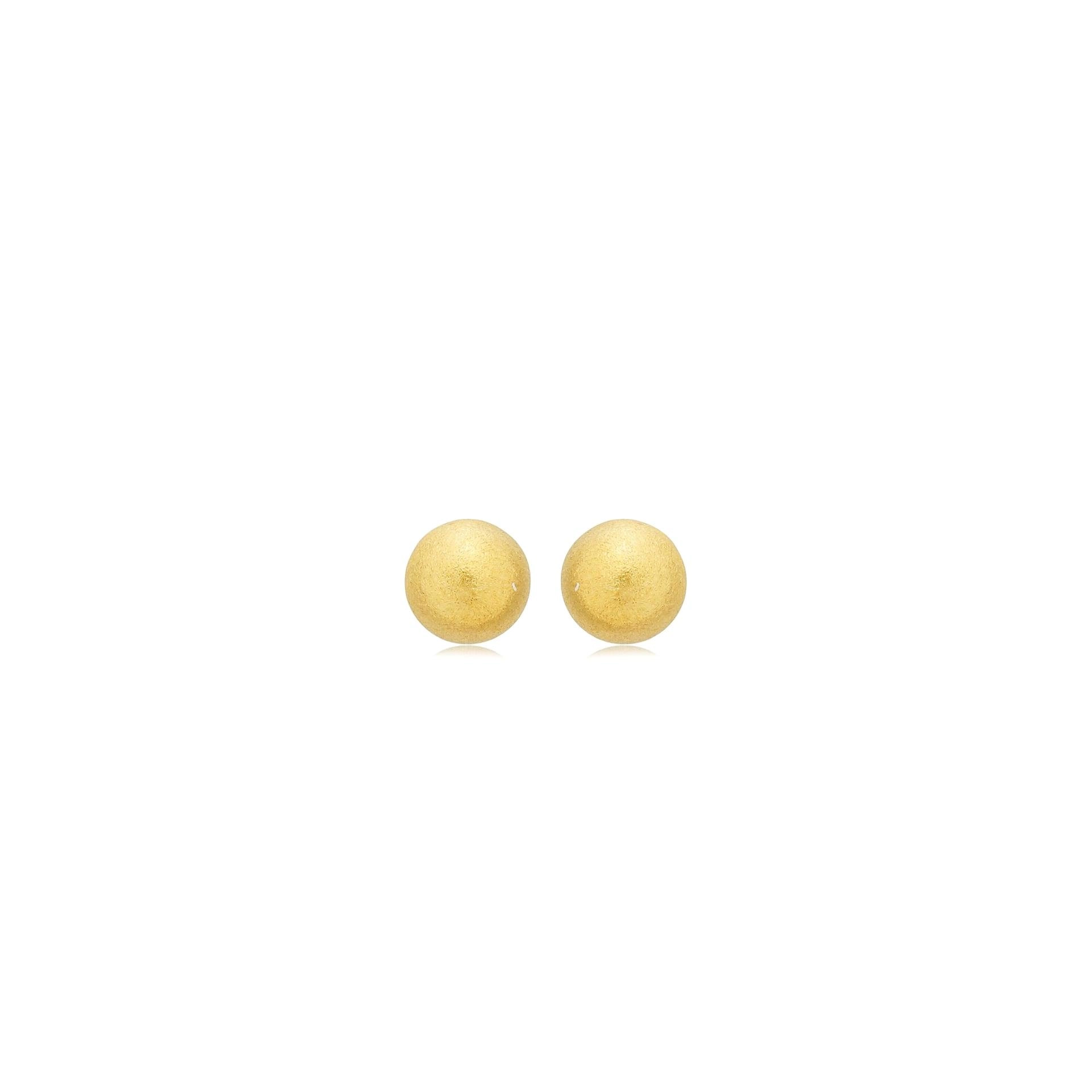 Brinco Ouro 18k Bola Fosca 6mm