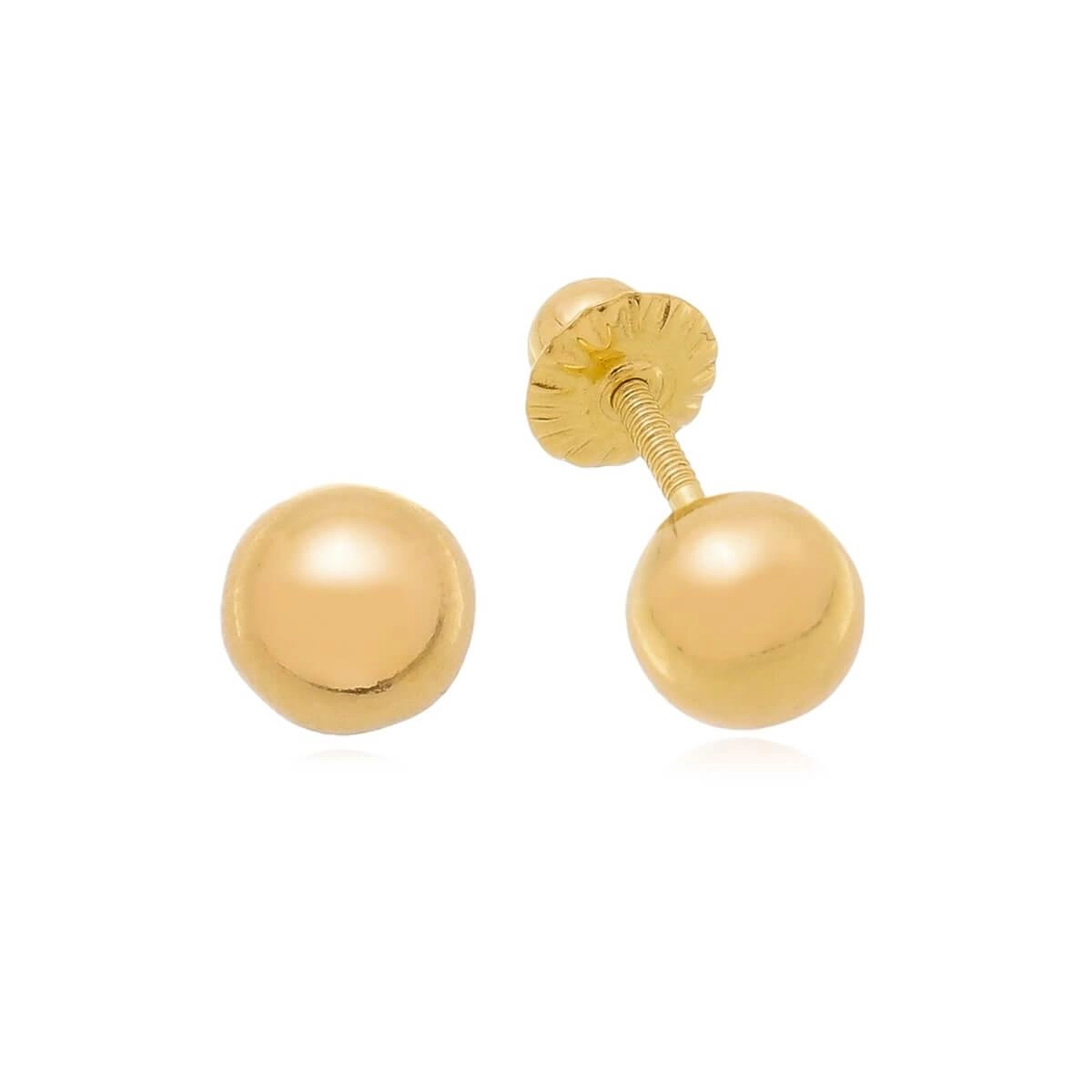 Brinco Ouro 18k Bola Rosca 5mm