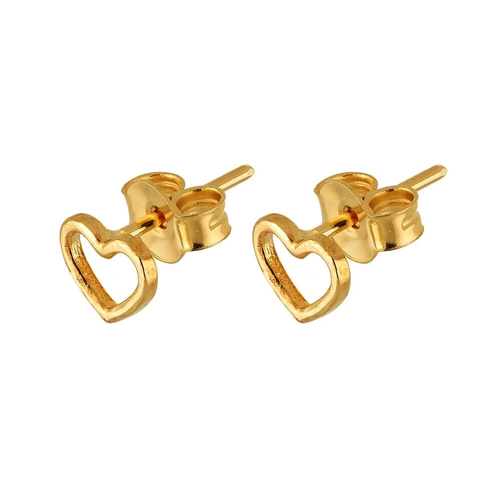 Brinco Ouro 18k Coração Vazado 0.55 Gramas detalhe