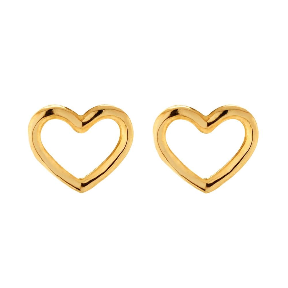 Brinco Ouro 18k Coração Vazado 0.55 Gramas frente