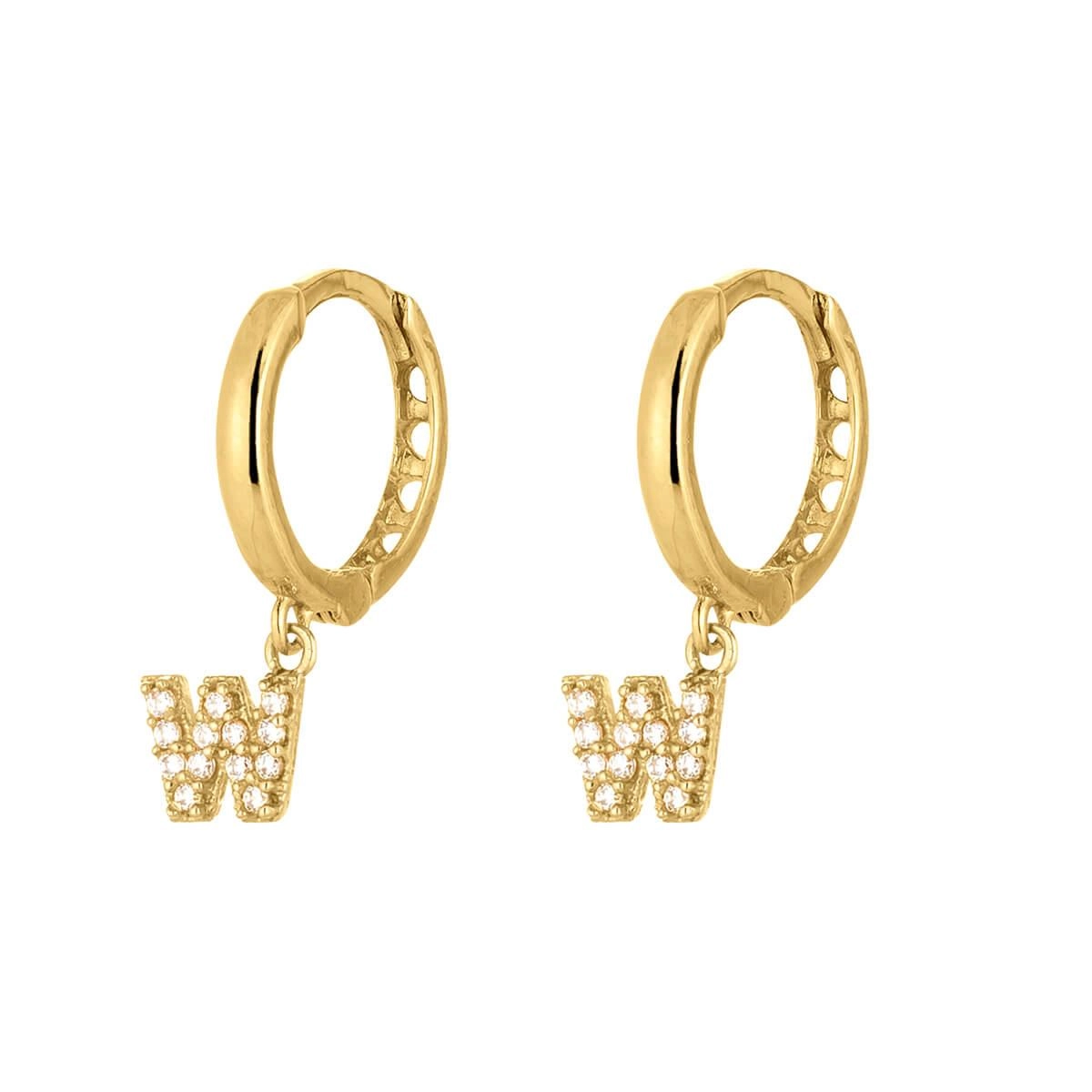 6156-Brinco Ouro 18k Letra C/Zircônia Letra