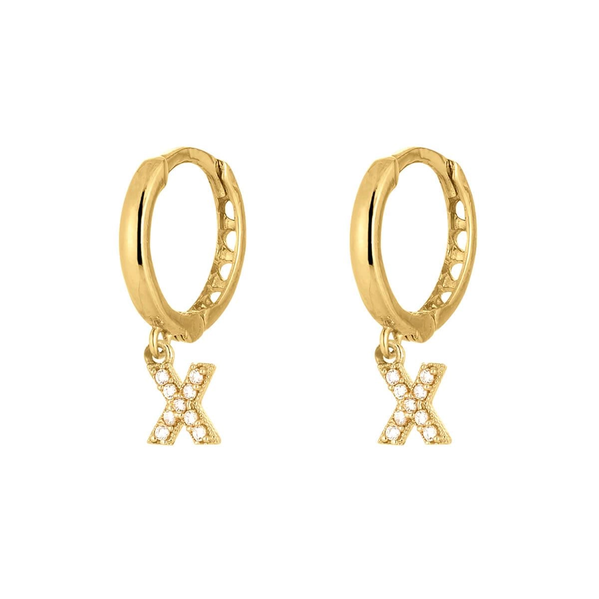 6160-Brinco Ouro 18k Letra C/Zircônia Letra