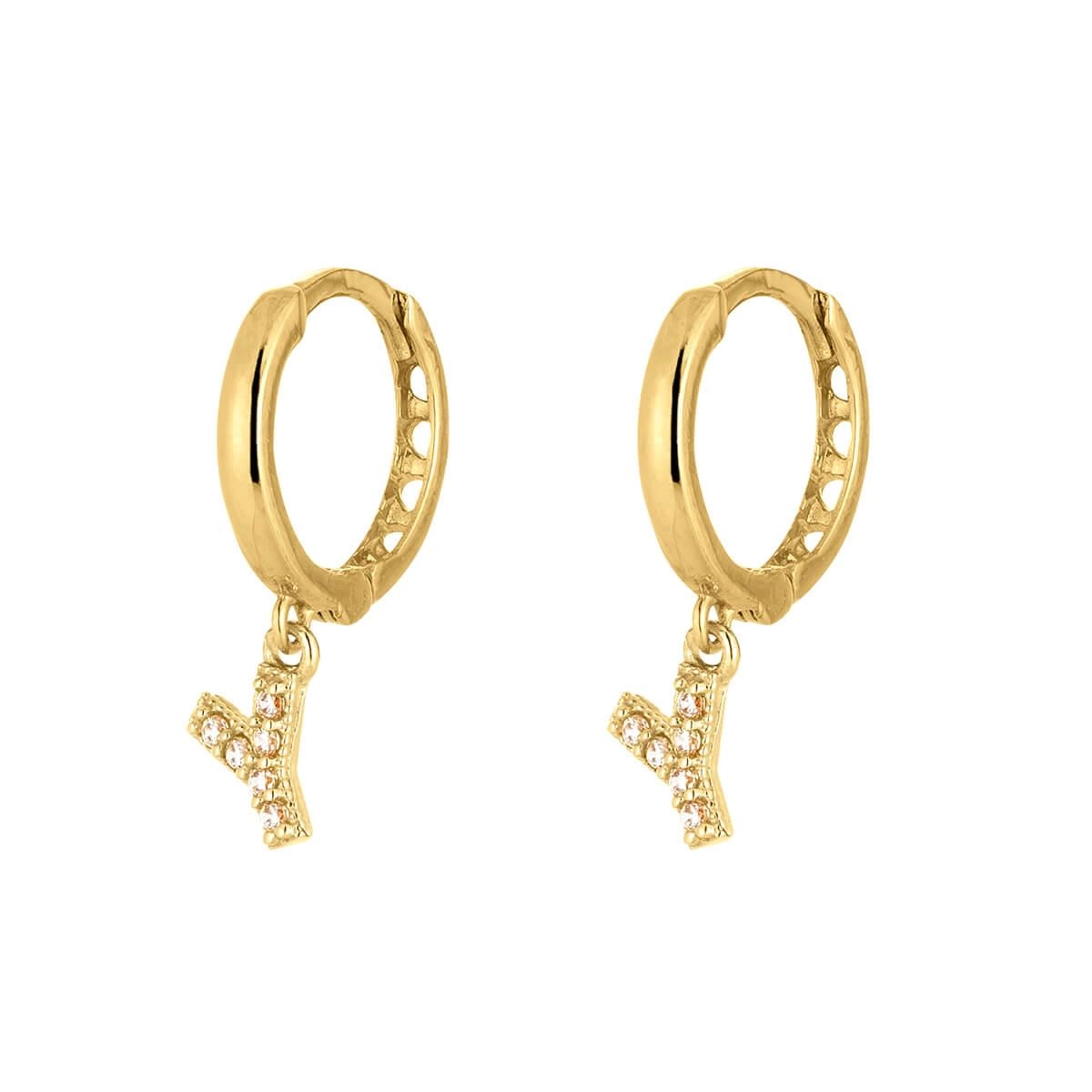 6162-Brinco Ouro 18k Letra C/Zircônia Letra