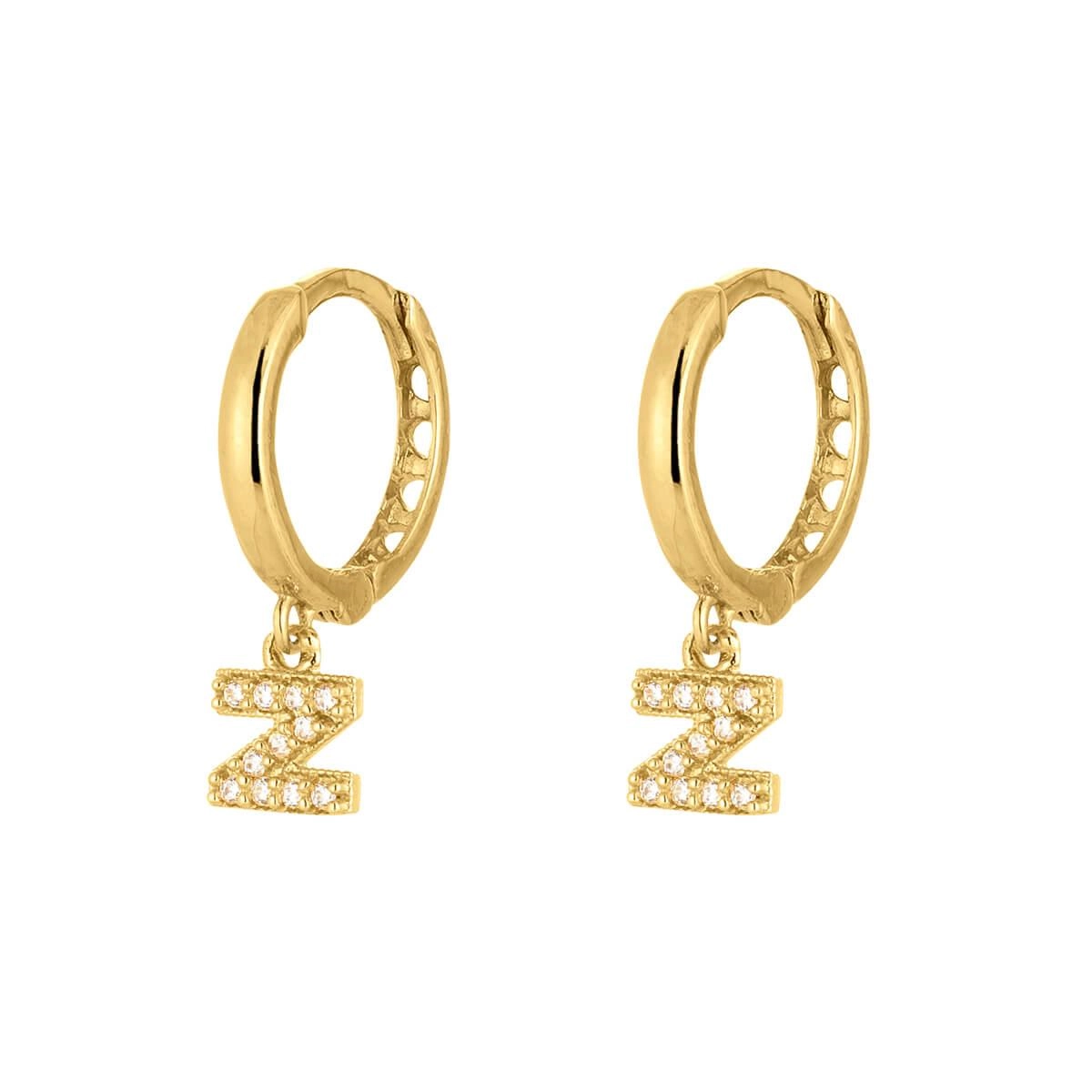 6164-Brinco Ouro 18k Letra C/Zircônia Letra