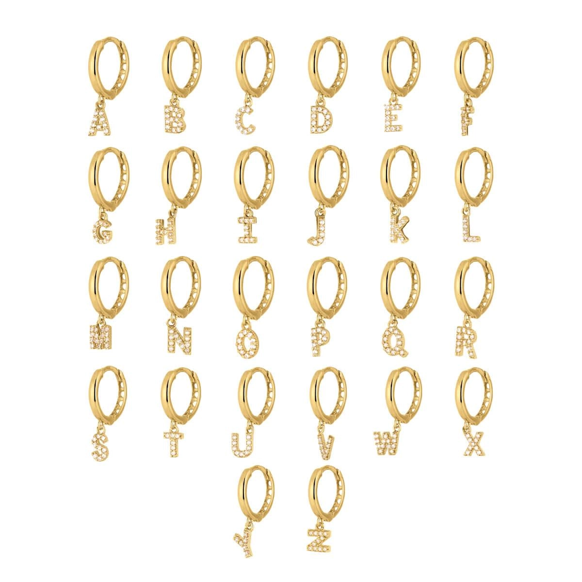 Brinco Ouro 18k Letra C/Zircônia Principal