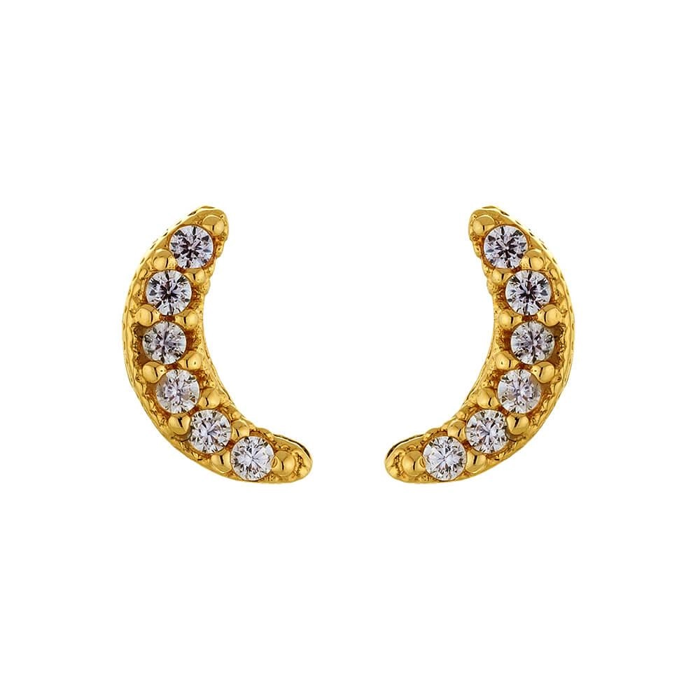 Brinco Ouro 18k Lua CZircônia 0.55 Gramas frente
