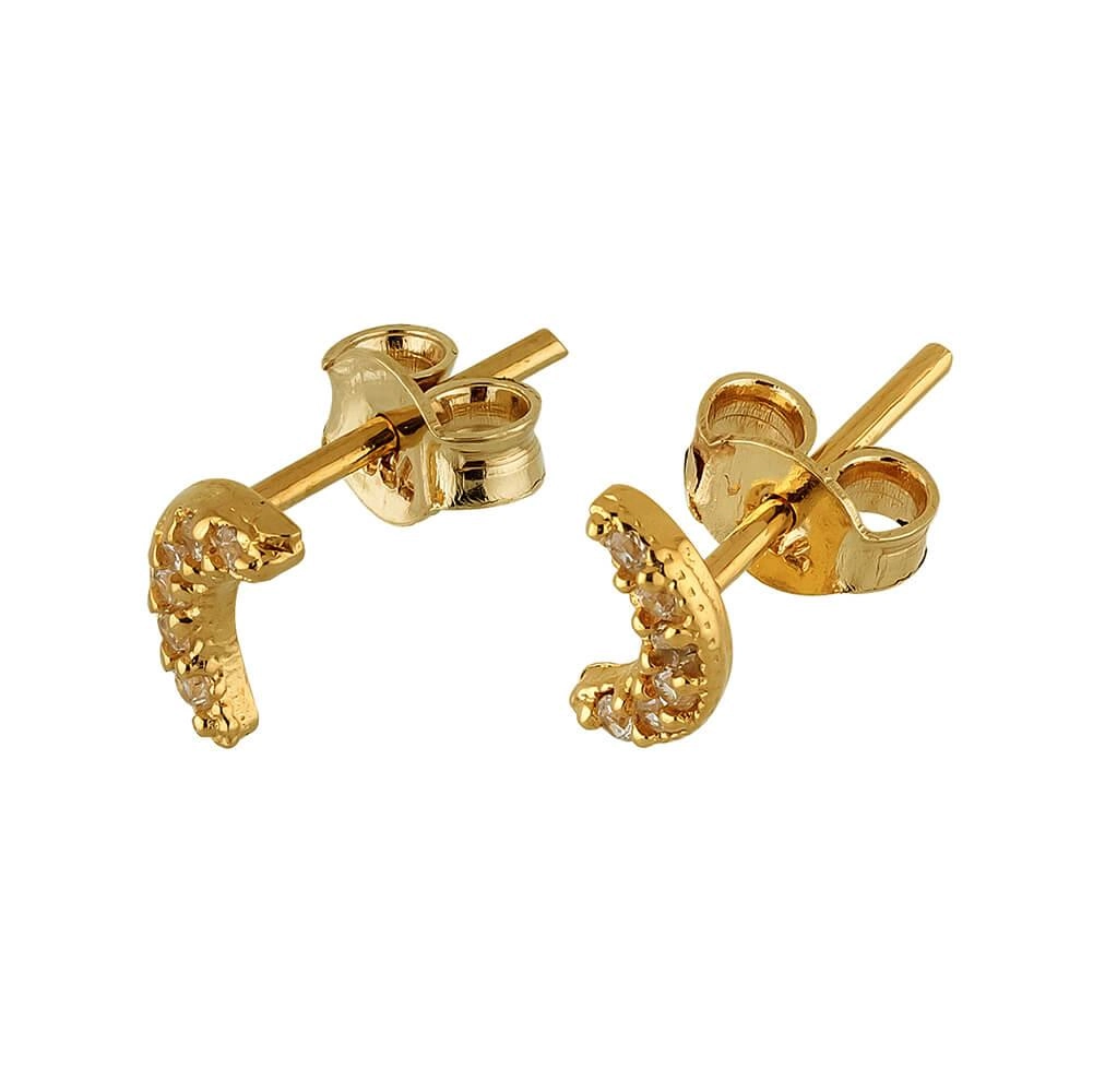 Brinco Ouro 18k Lua CZircônia 0.55 Gramas detalhe