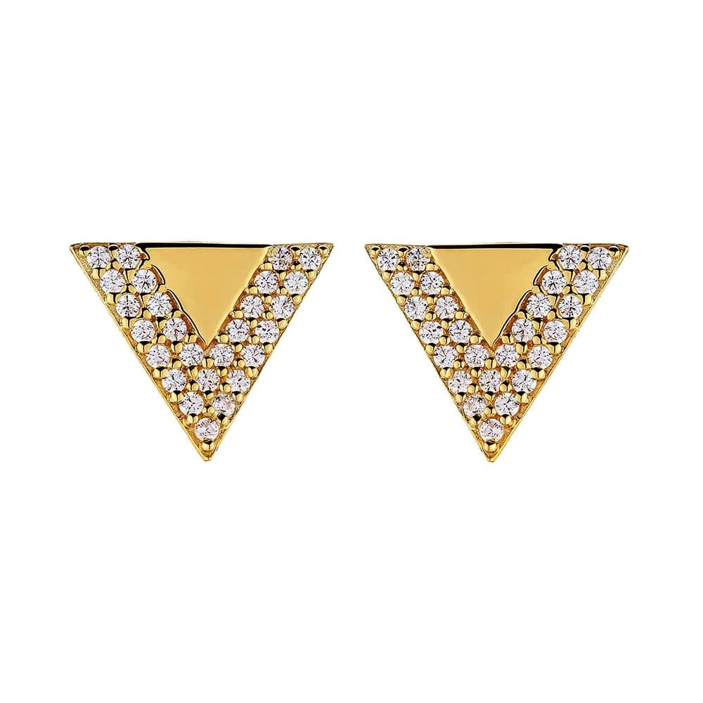 Brinco Ouro 18k Triangulo CZircônias 1.50 Gramas frente