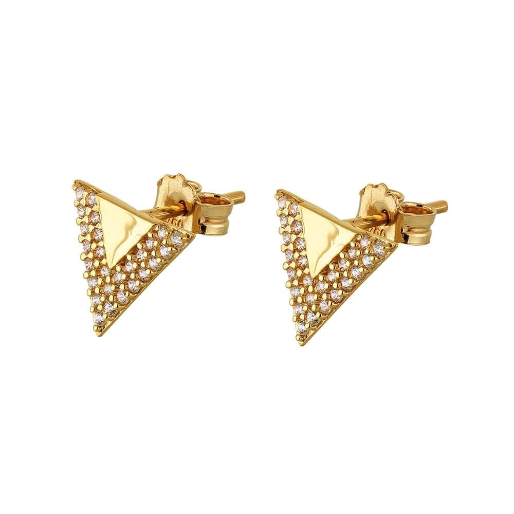 Brinco Ouro 18k Triangulo CZircônias 1.50 Gramas detalhe