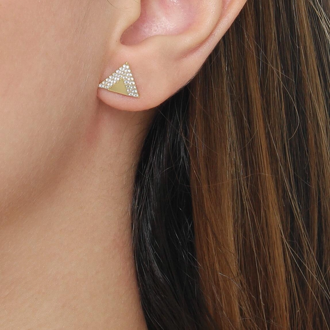 Brinco Ouro 18k Triangulo CZircônias 1.50 Gramas modelo