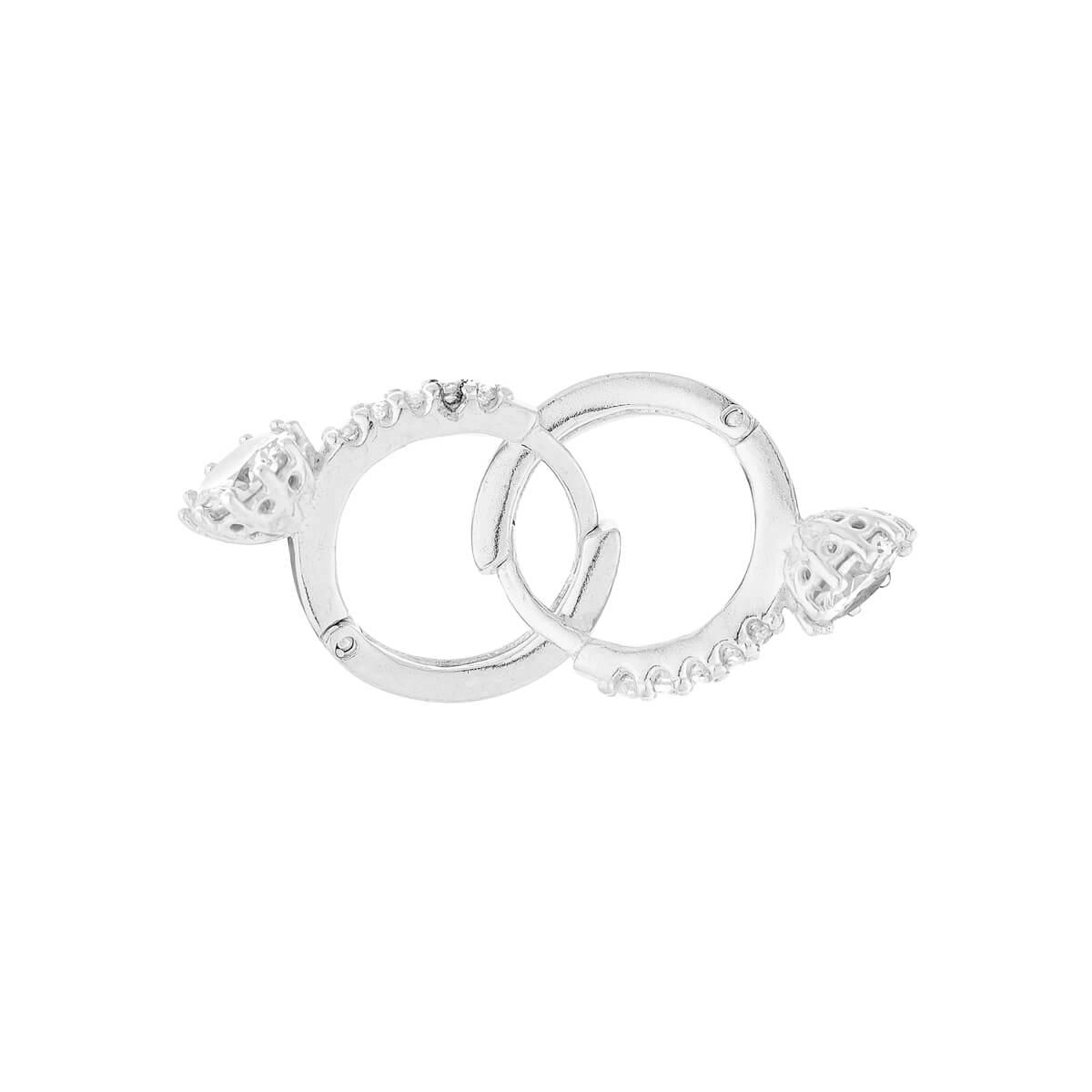 Brinco Prata Argola C/Zircônia 12mm Prata 925 Frente