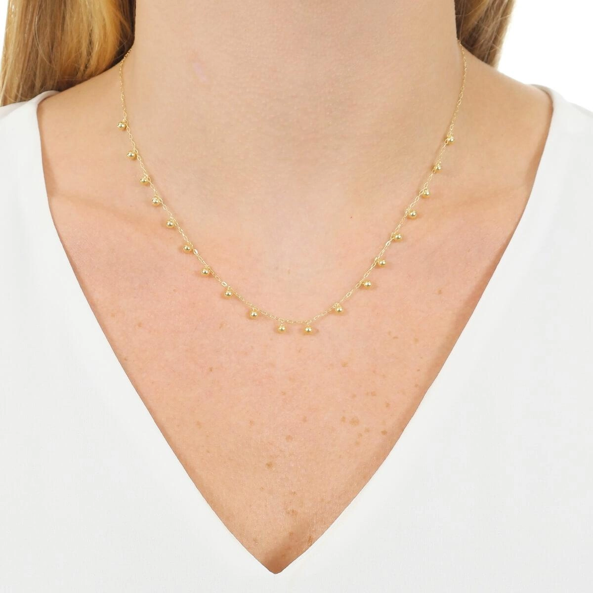 Colar Ouro 18k Bolinhas 42cm 