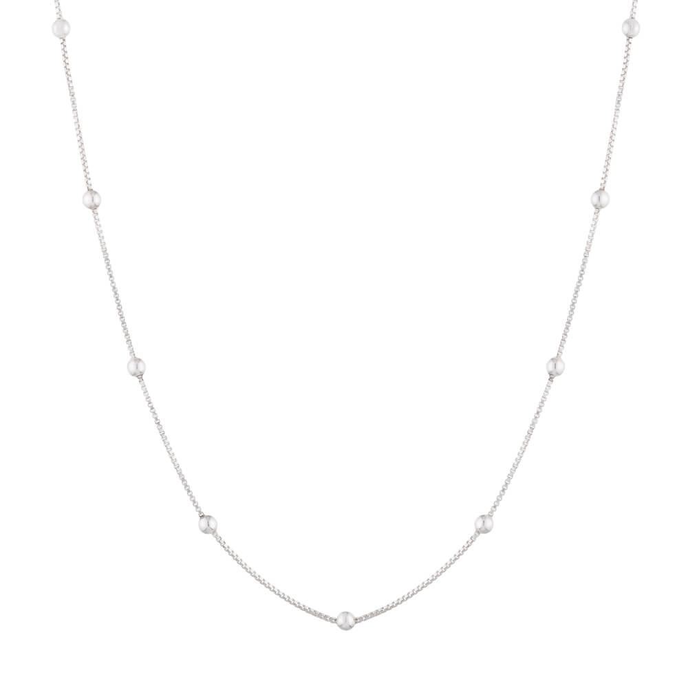Corrente Prata 925 Veneziana C/Bola 80cm Frente