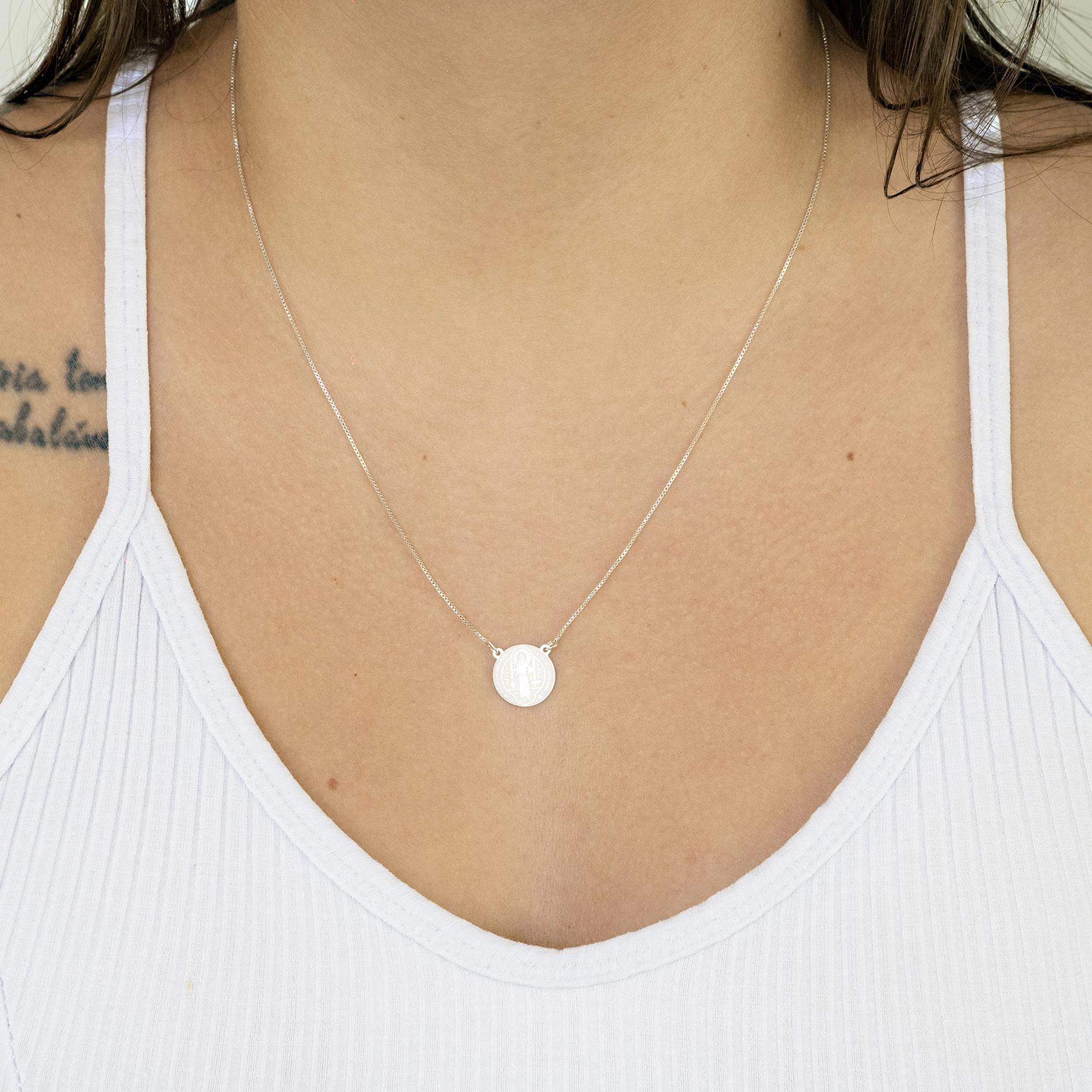 Escapulário Prata 925 São Bento 45cm